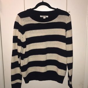 Cream and Navy Striped Sweater